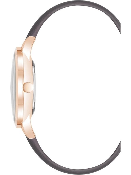 Nine West Women\'s Grey And Rose Gold Analog Genuine Crystal Accented Strap Watch